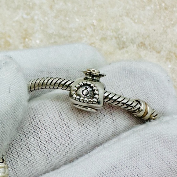 EUC Pandora 790427OCZ Sterling Silver Perfume Bottle Charm w/ Orange Zirconia - Picture 7 of 15